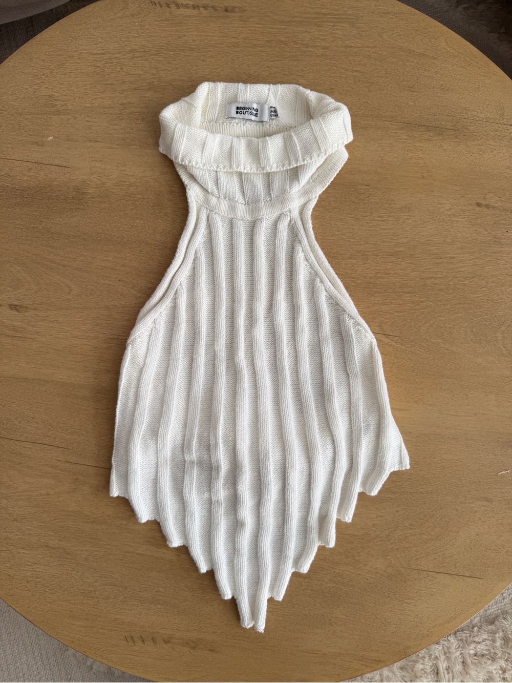 Beginning Boutique Cream Ribbed Knit Turtleneck Dickey
